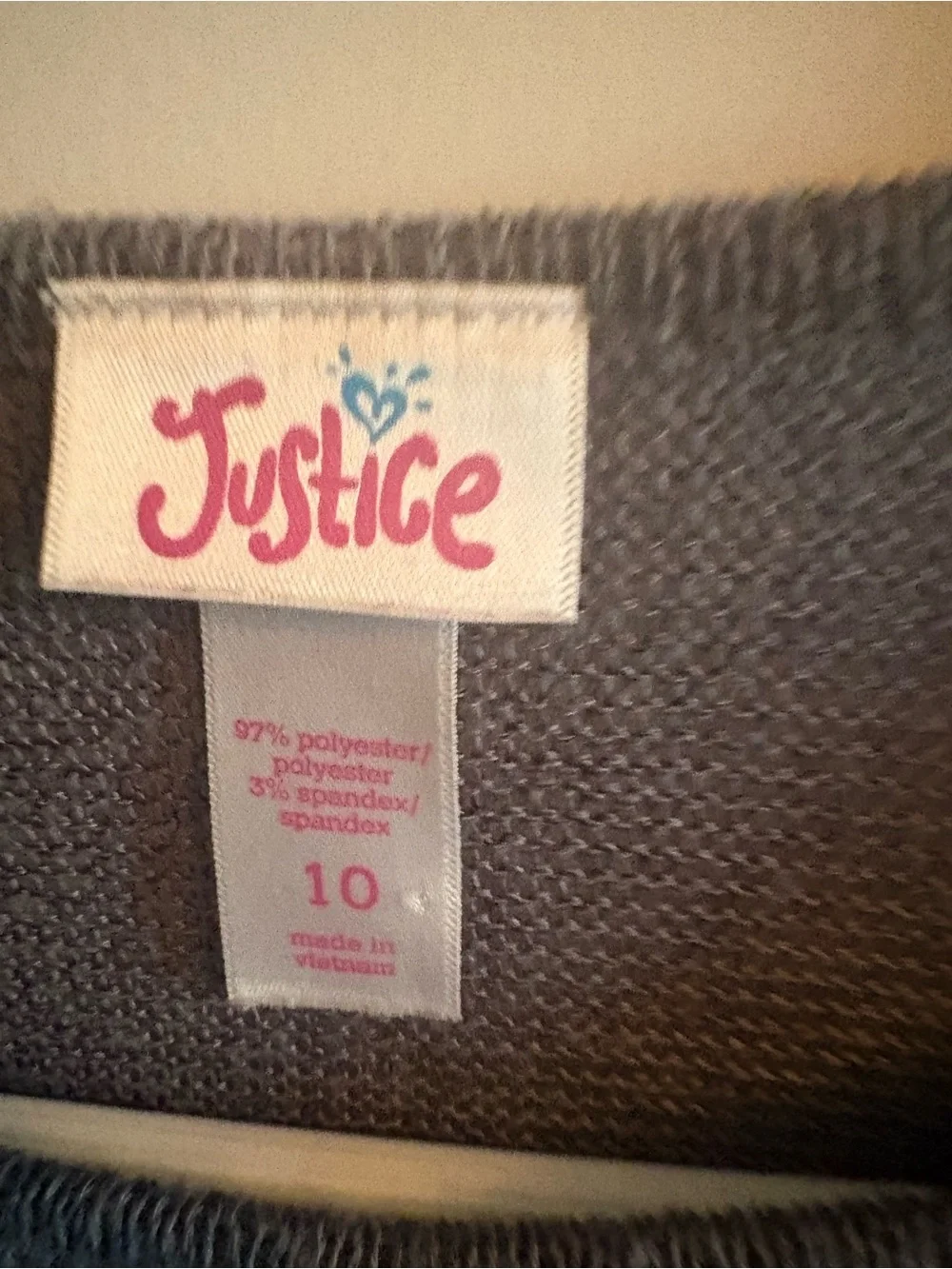 Justice Gray Long Sleeve Top with Gold Leopard Sequin Print